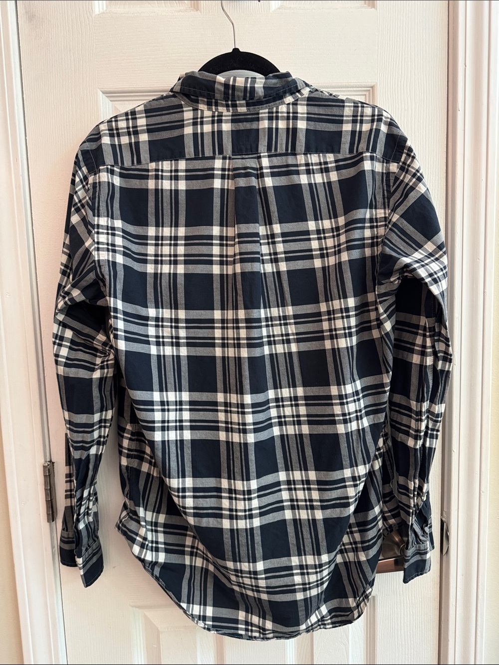 RALPH LAUREN Women’s Plaid Button Down Shirt Navy White Size Medium - Picture 4 of 4